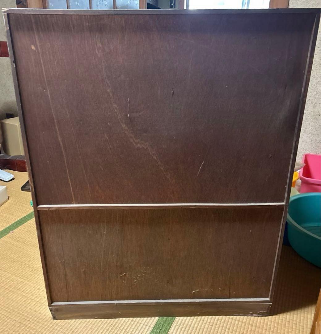 長期保管品 茶箪笥 茶タンス 木製 ガラス ビンテージ アンティーク 昭和レトロ