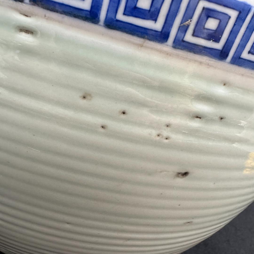 希少！肥前有田　金作製　花瓶　　名工　大正時代　時代物染付 山水青花