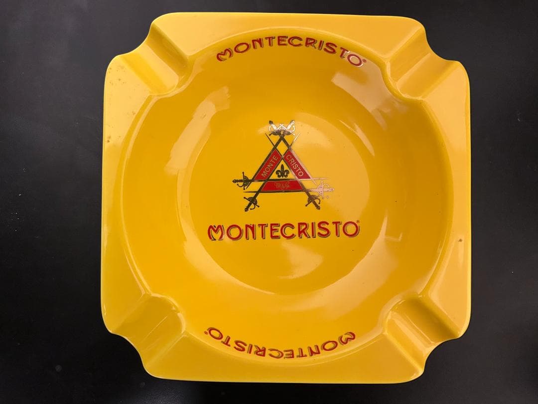 [新品未使用・希少]　MONTECRISTO 陶器製置き型灰皿 黄色