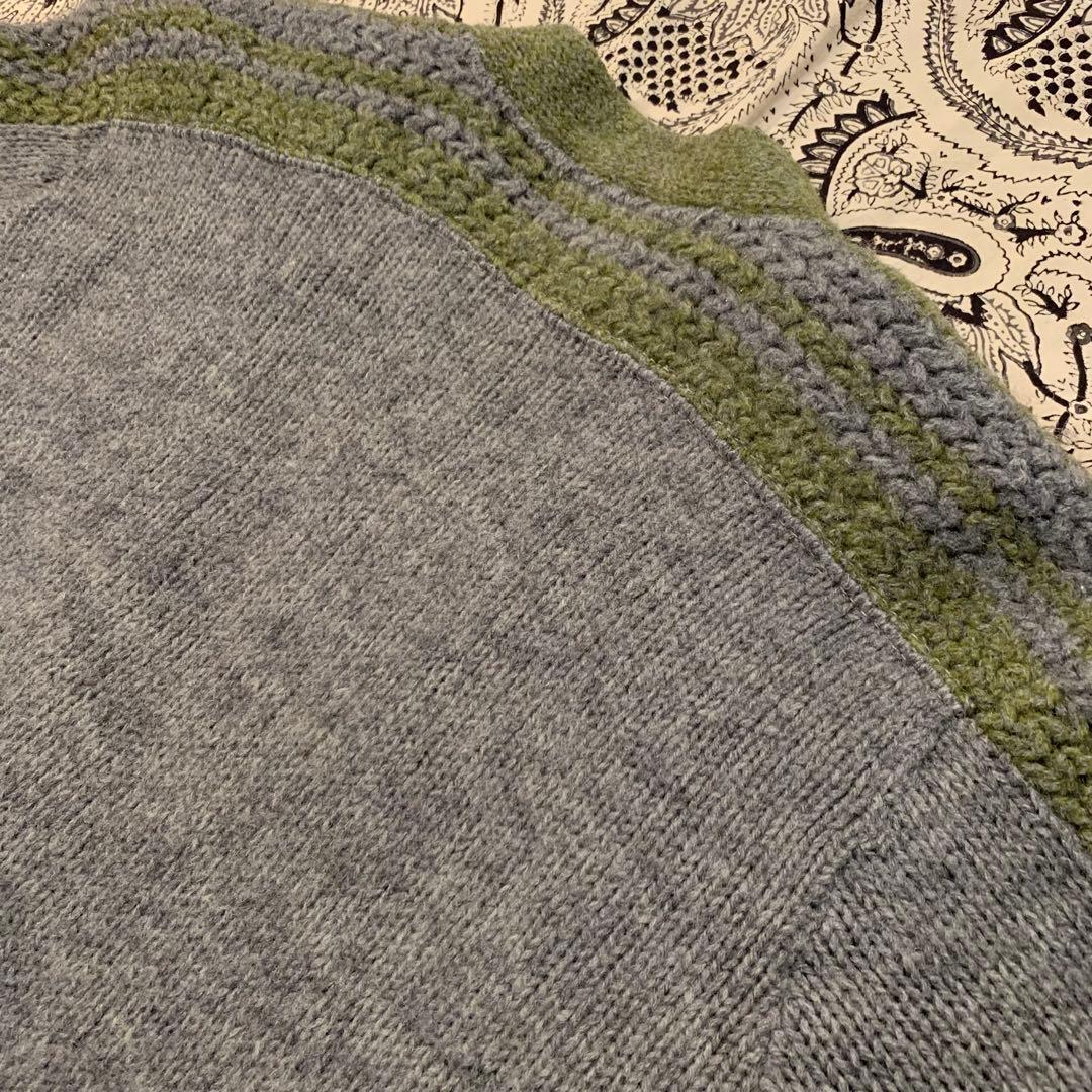 60s【2トーン】上質ウール ニット カーディガン ワーク