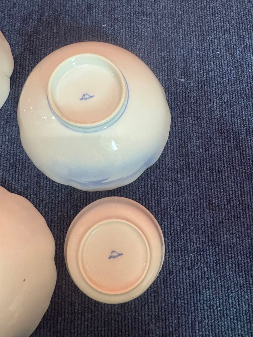 1701  深川製磁　富士山　花型皿3客　丸皿5客