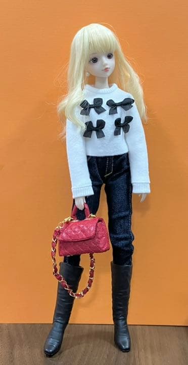 ★ハンドメイド★ ミニチュア 2wayキルティングバッグS レッド ドール用