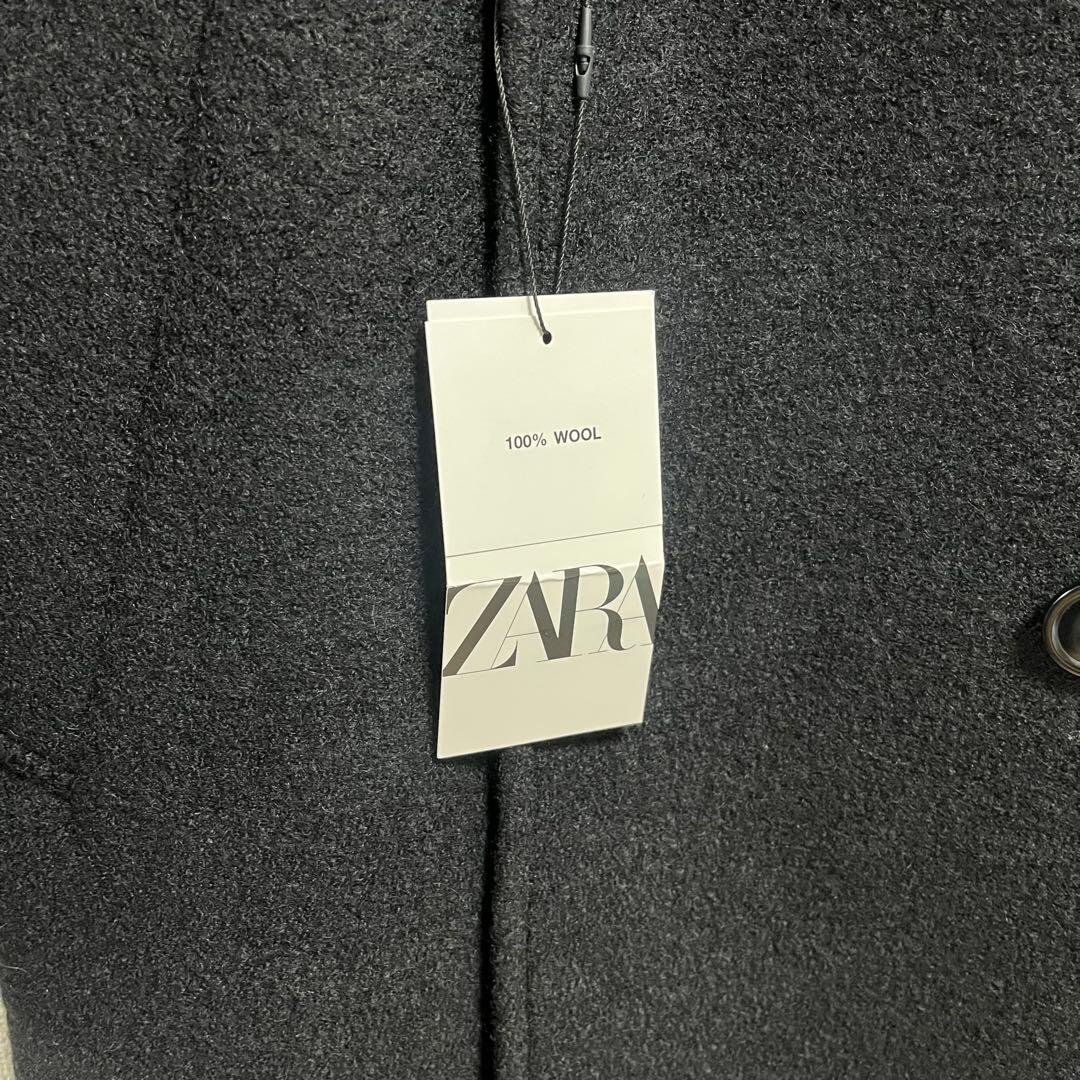 ZARA ダブルブレスト 黒 チェスターコート ウール