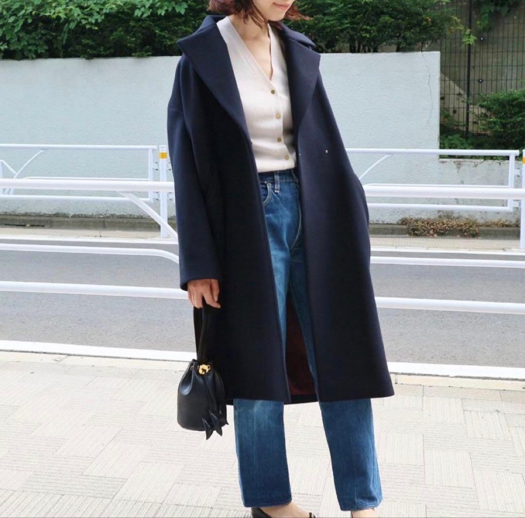 美品 IENA イエナ MANTECO オーバーチェスターコート ネイビー 38