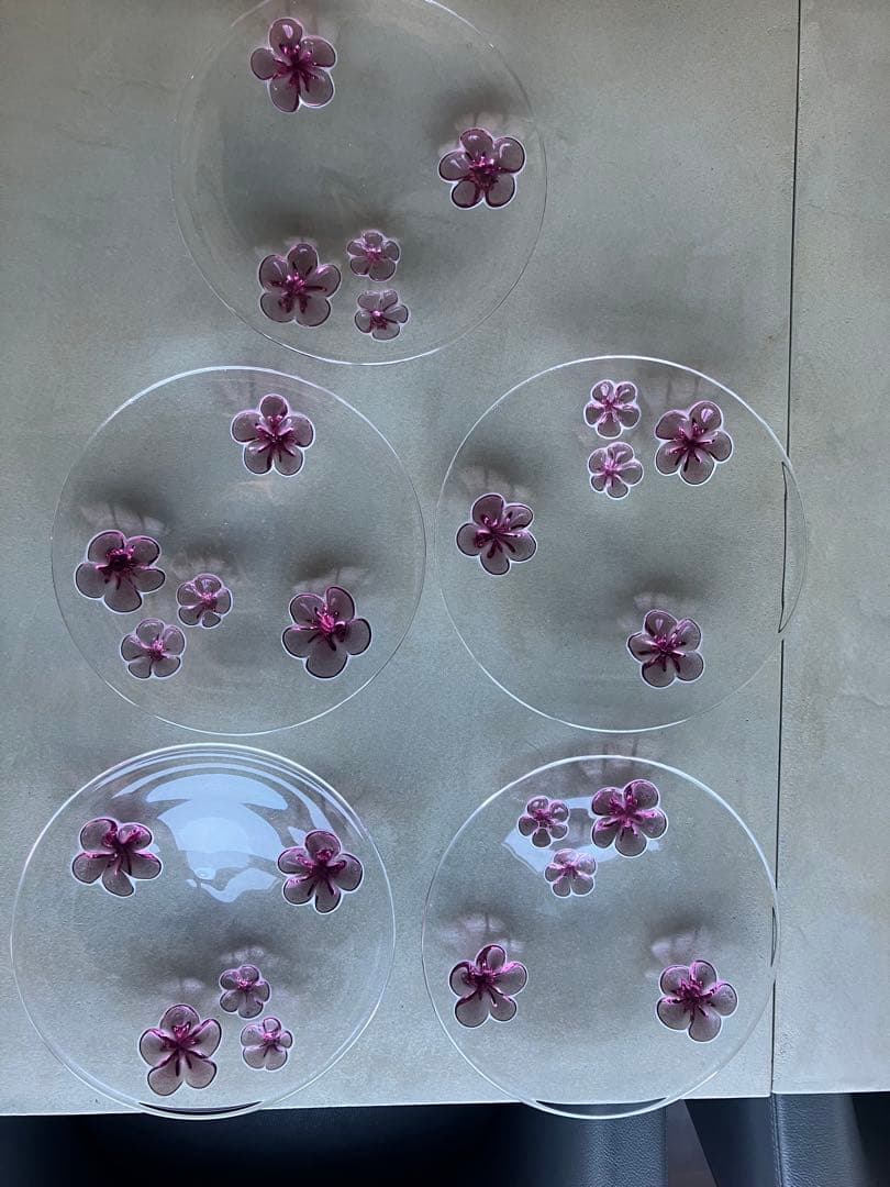 カメリア：プレート (23cm) ワインレッド. スガハラ　Sghr 5枚