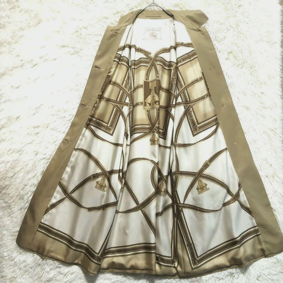 バーバリーズ　シルク100%　スカーフ柄　ステンカラーコート　ベルト付き　9AR