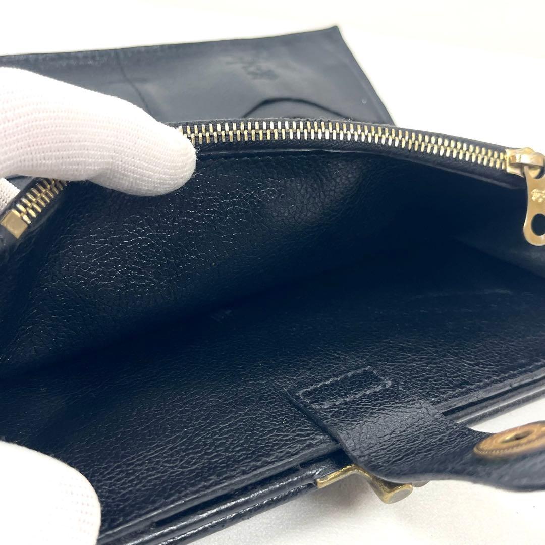 イルビゾンテ　長財布　希少　がま口　二つ折り　ロゴ型押し　オールレザー　ブラック