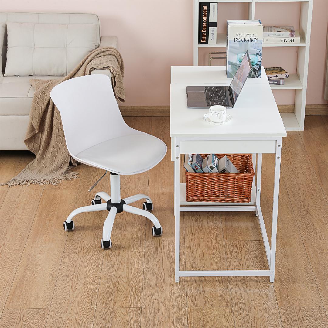 【人気商品】【ホワイト】パソコンデスク引き出し付き収納ラック付き木製書斎机学習机