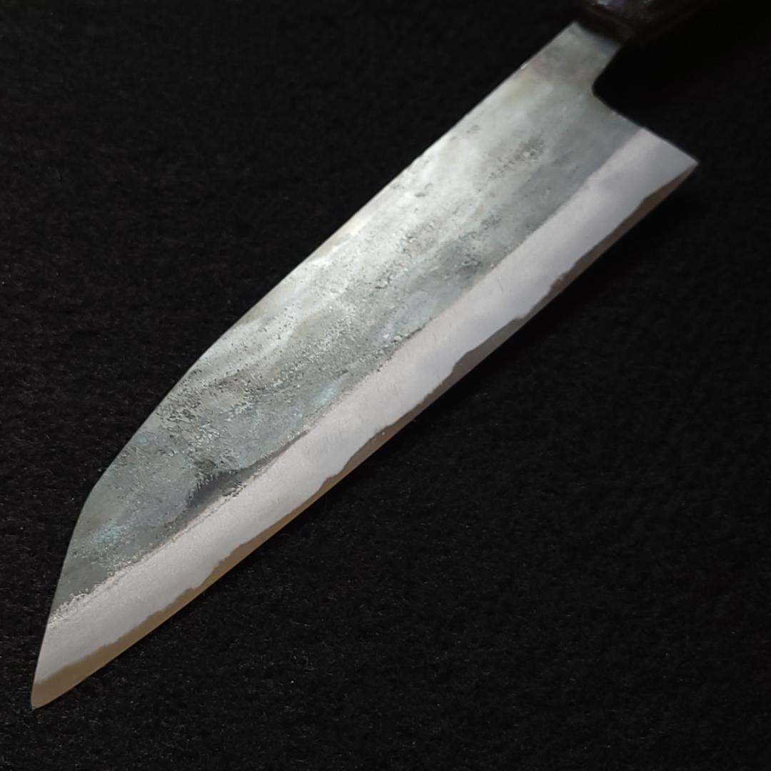 白紙1号 黒打 三徳包丁 165㎜ G9391 栗柄 月光作 １点物