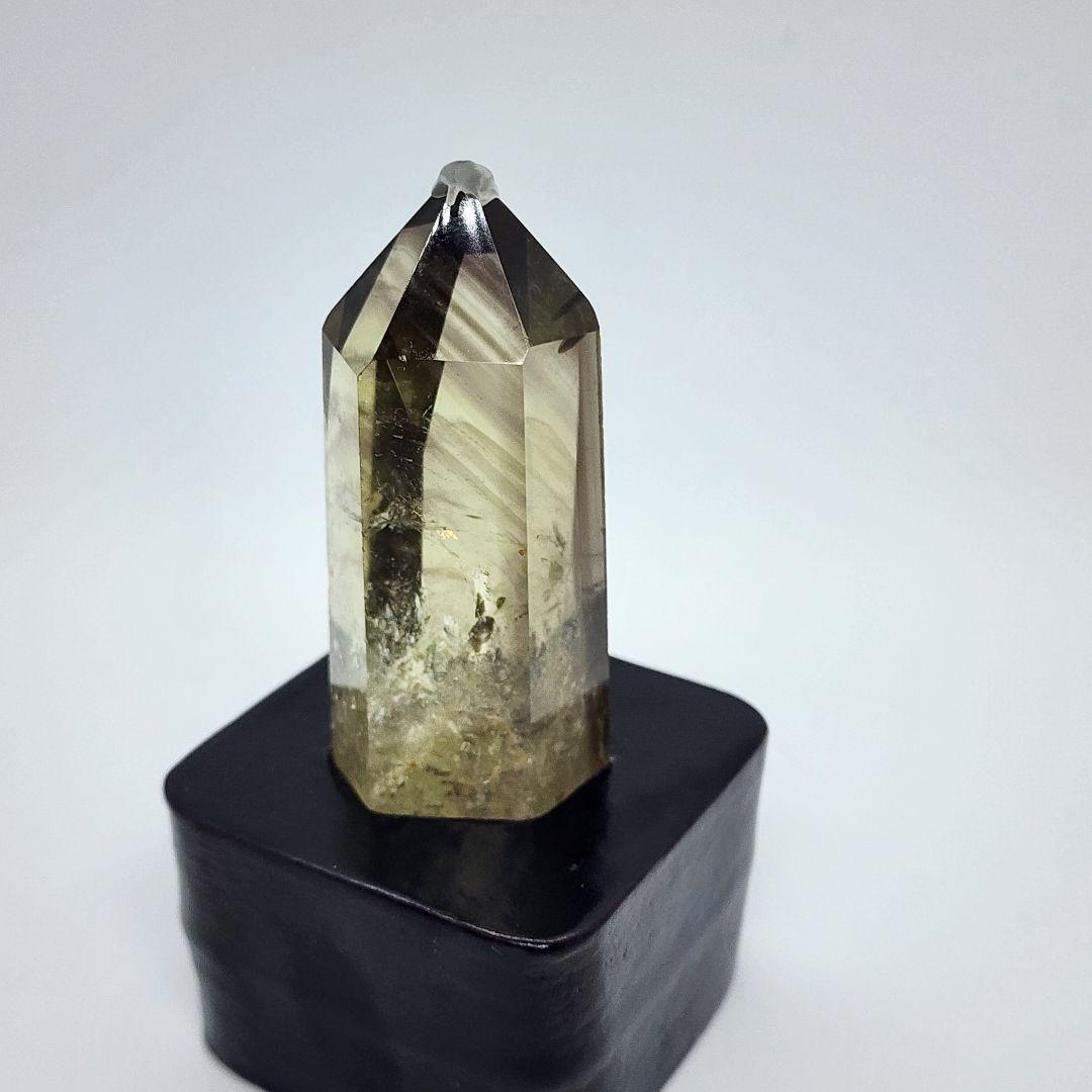 ファントムスモーキーシトリン ポイント型置物木製台座付き