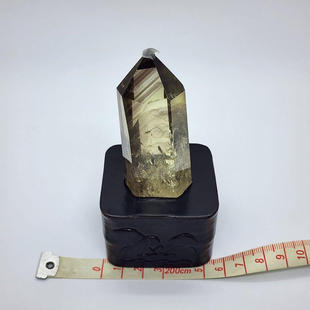 ファントムスモーキーシトリン ポイント型置物木製台座付き