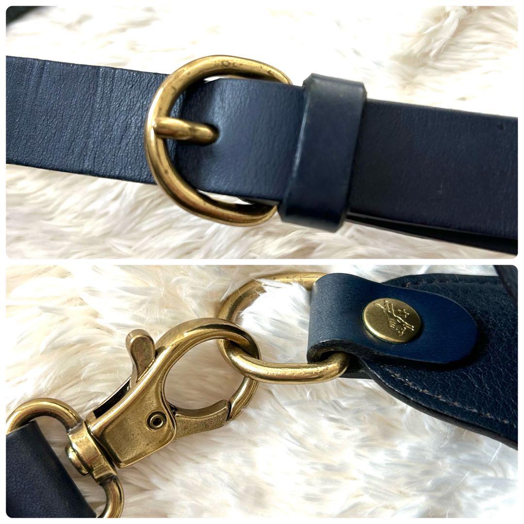 即完売品✨イルビゾンテ　ボディバッグ　ウエストポーチ　シボ革　斜め掛け　ネイビー