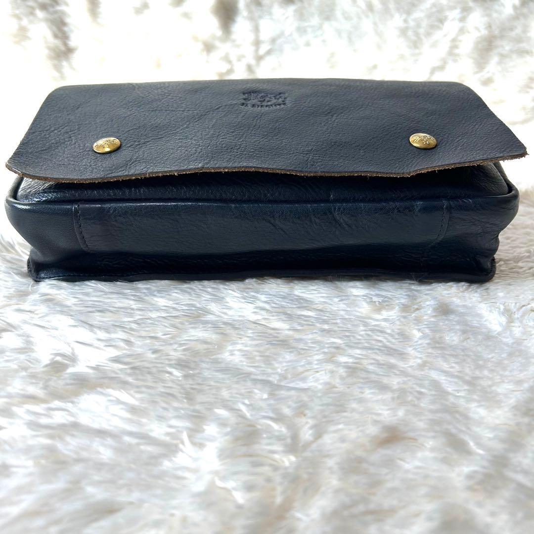 即完売品✨イルビゾンテ　ボディバッグ　ウエストポーチ　シボ革　斜め掛け　ネイビー