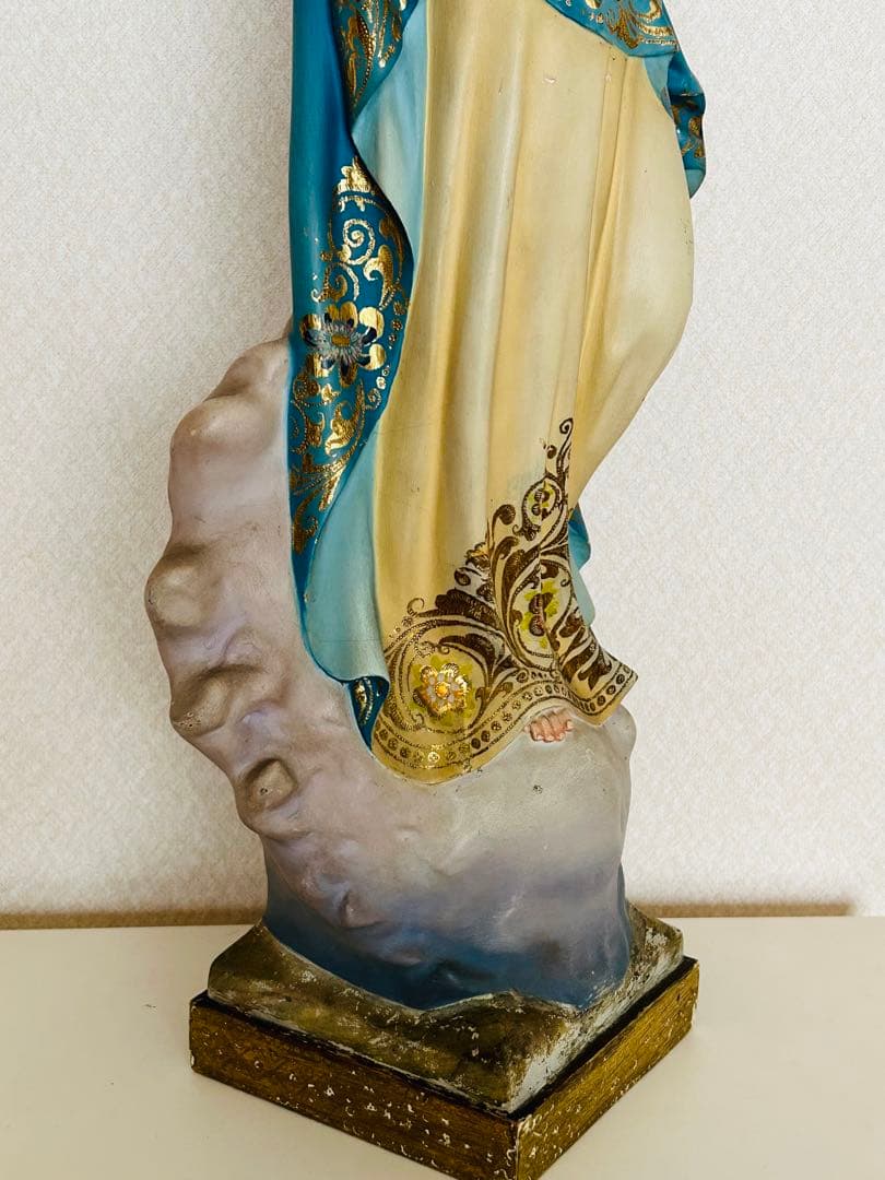 【超超希少美顔】✞無原罪の御宿り 胸に手を当てる聖母マリア像　宗教彫刻