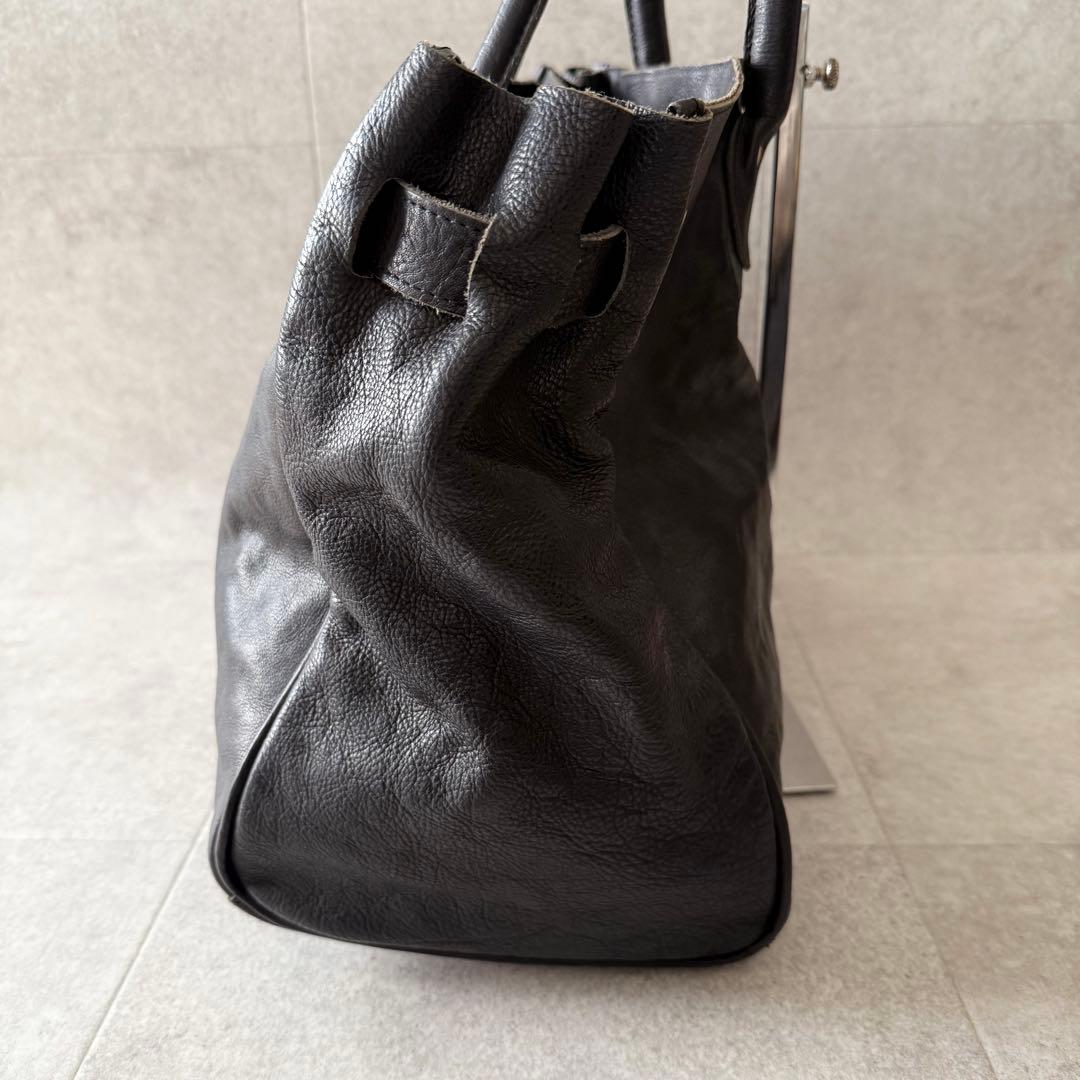 シータパランティカ　ハンドバッグ　金具　シボ革　本革　黒　大容量