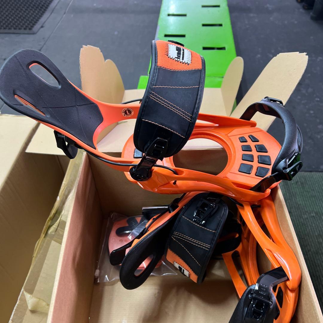 スノーボード ビンディング オレンジ Lサイズ