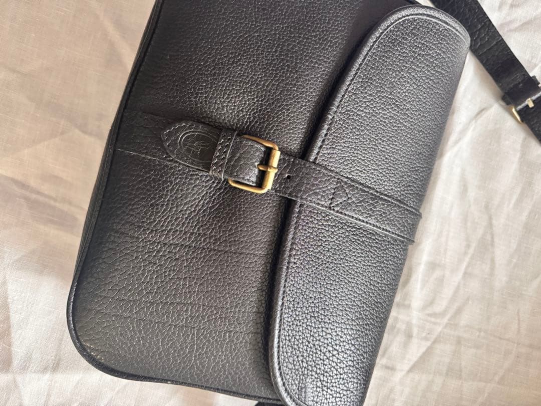 ラルフローレン黒 レザー メッセンジャーバッグ