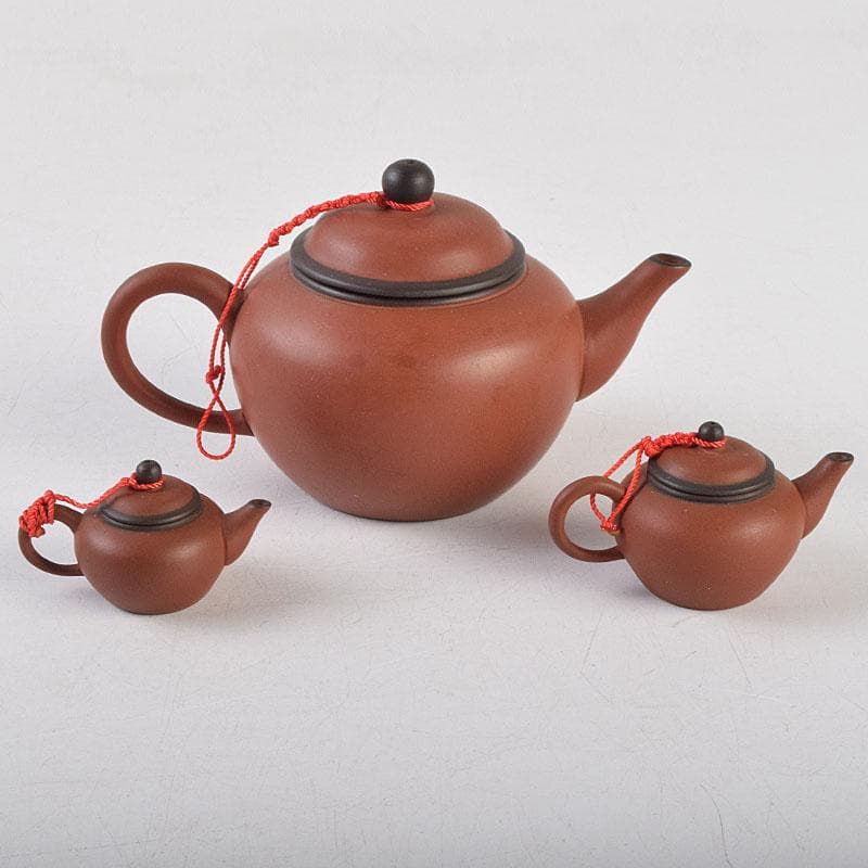 中国　荊渓恵孟臣製　 紫砂　朱泥　急須　茶壷　大中小3点まとめて　M　R9040