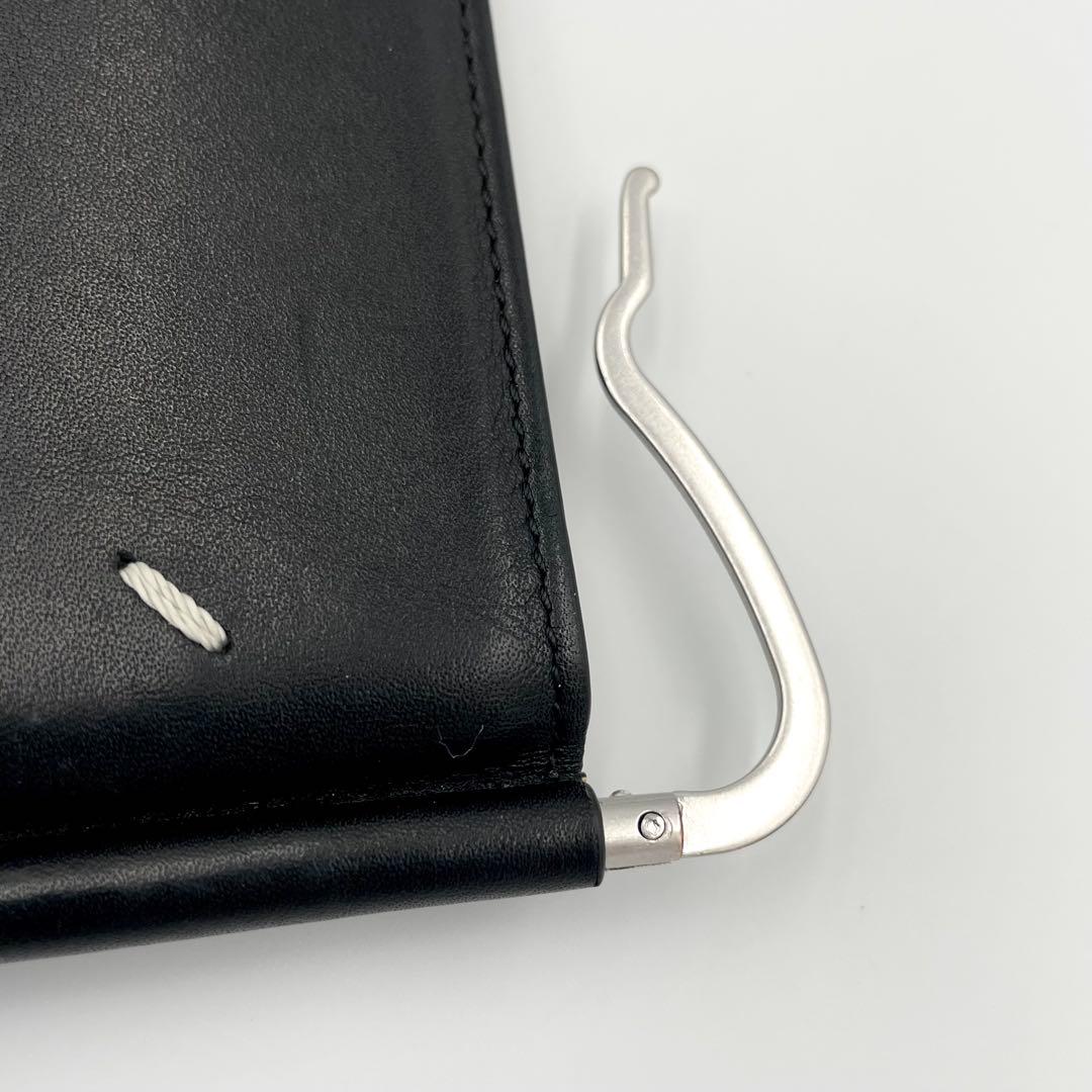 鑑定済・良品★メゾンマルジェラ　レザー　マネークリップ　ブラック×ベージュ　箱