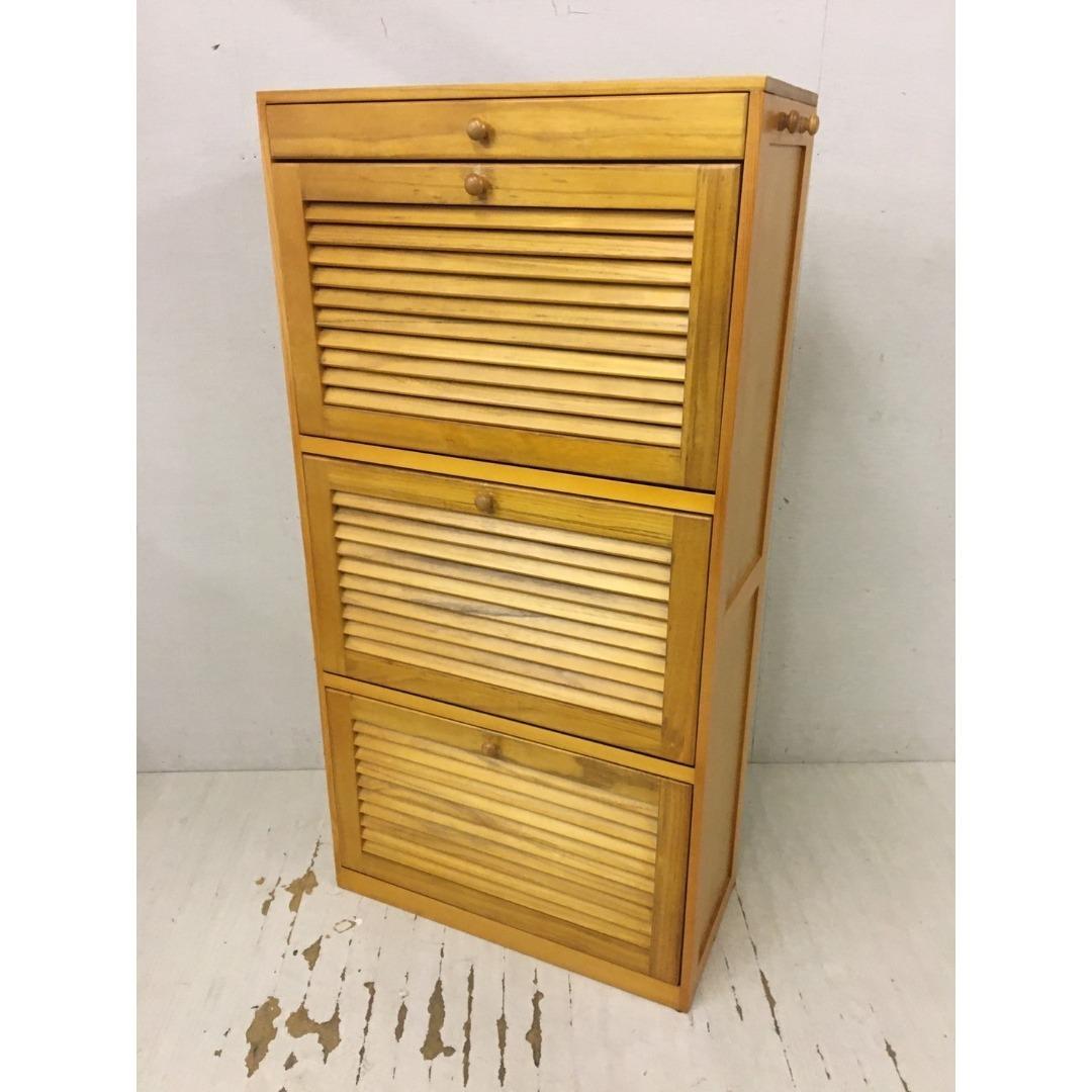 24945 天然木 3段シューズボックス　靴箱 スリーアイ MSS-6973NA