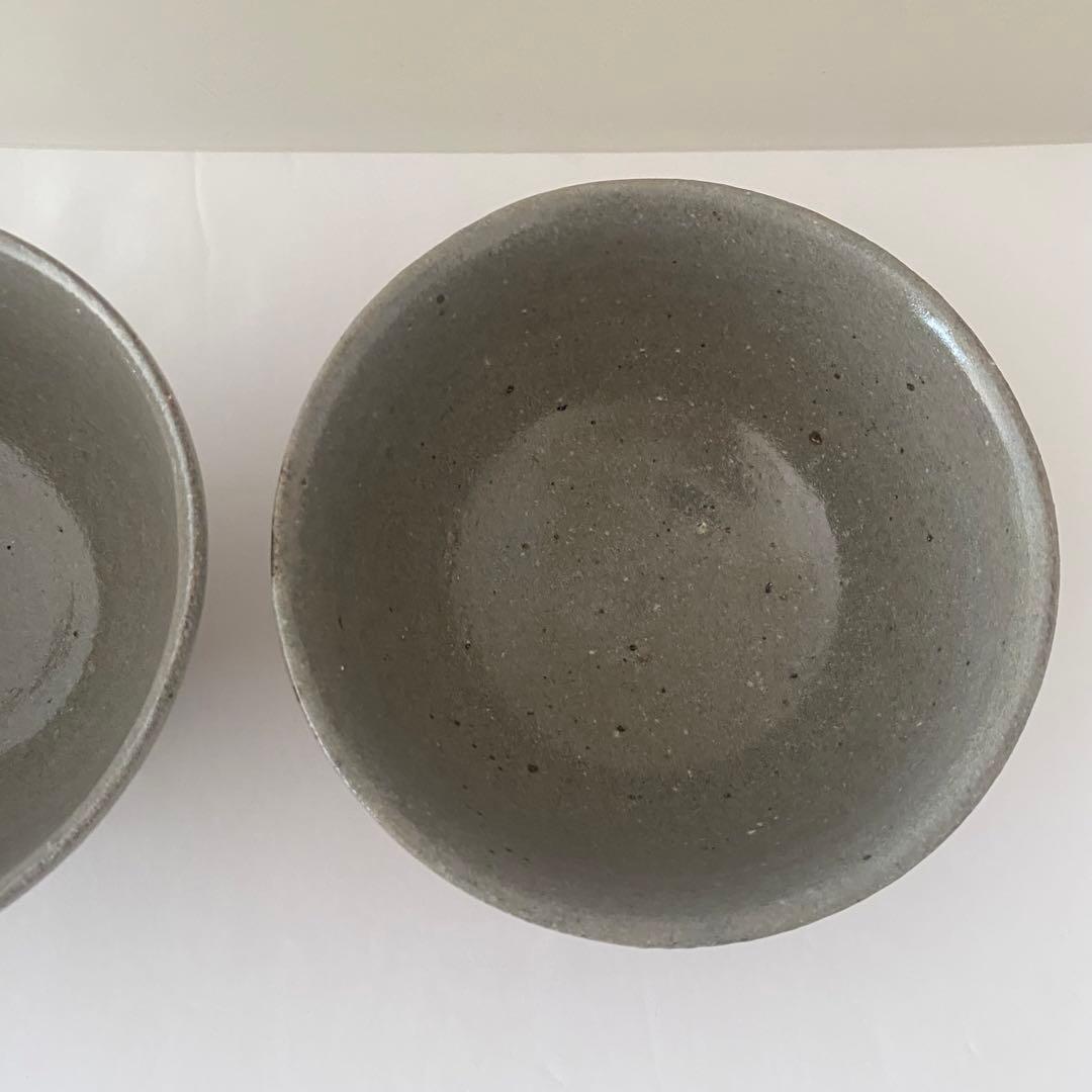 寒川義雄　飯碗　グレー　2点セット