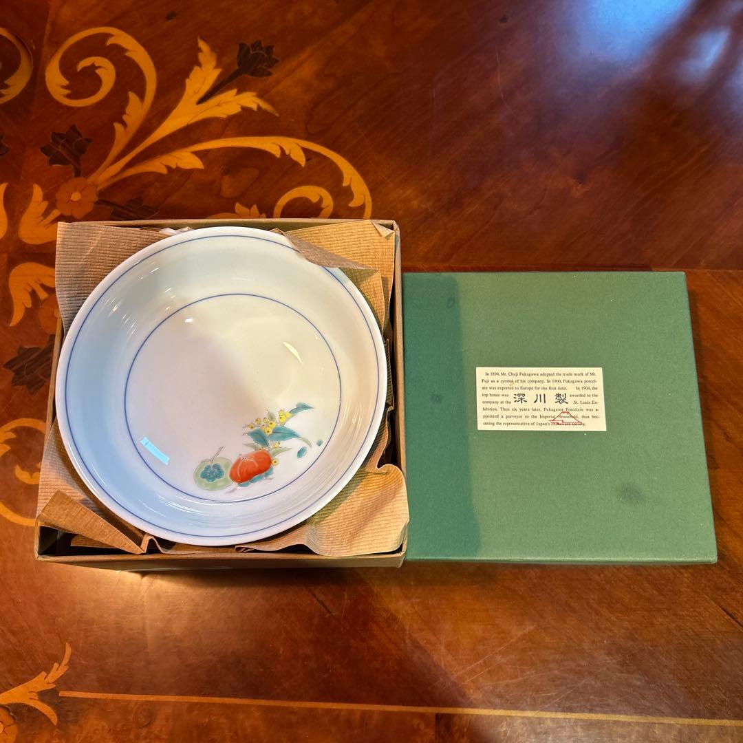 深川果実模様反多用鉢揃5個セット 、未使用