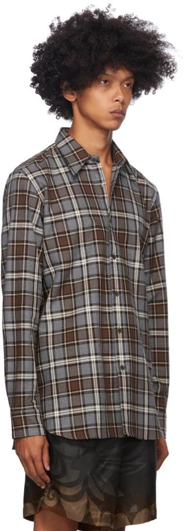 トップス DRIES VAN NOTTEN Grey Plaid Shirt