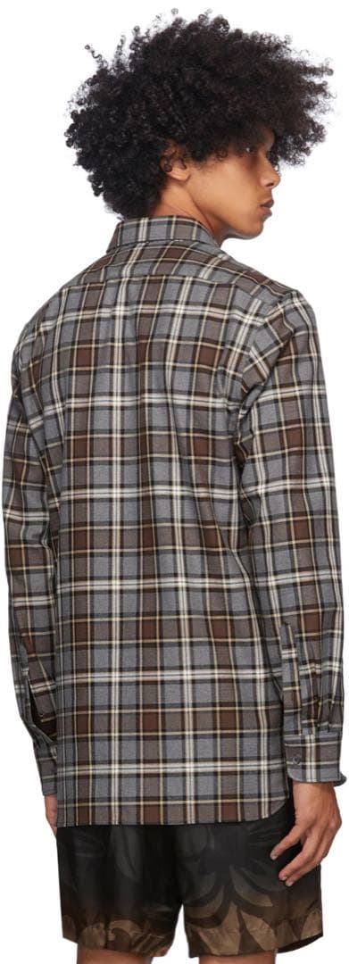 トップス DRIES VAN NOTTEN Grey Plaid Shirt