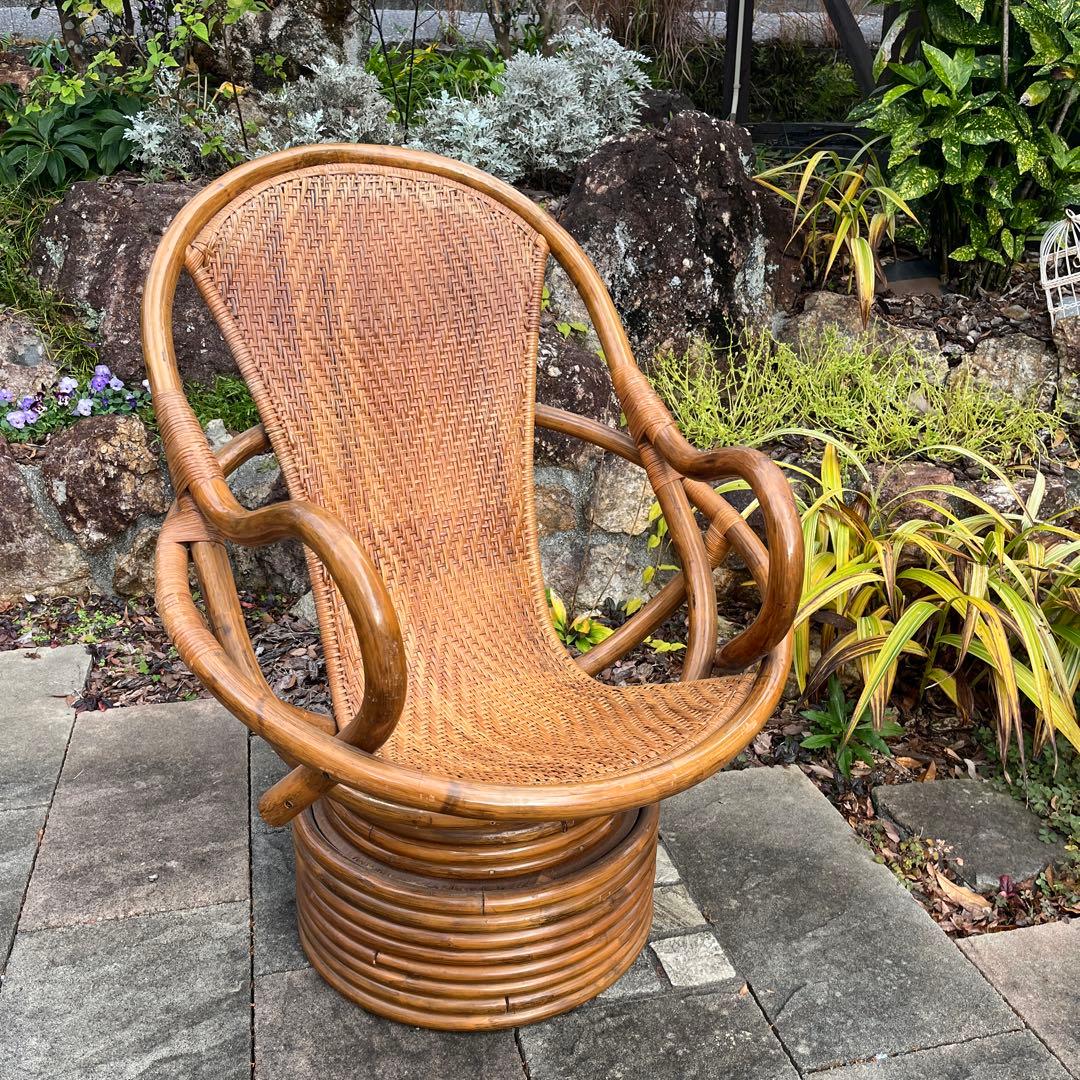 ラタン製 モダン 円形リラックスチェア