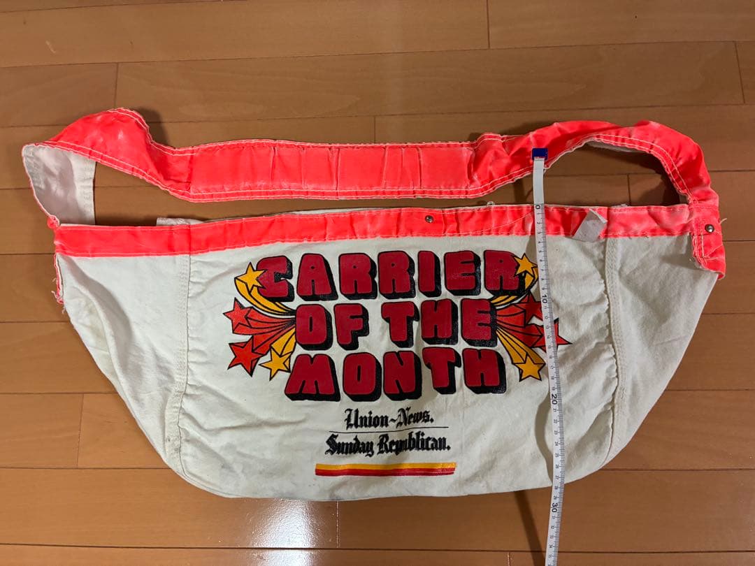 80's ニュースペーパーバッグ Union News 生成り×オレンジ