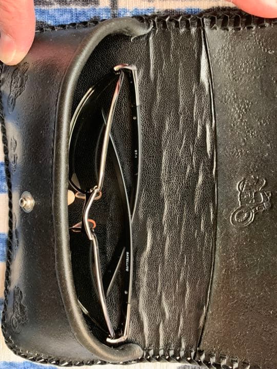 ハンドメイド☆本牛革メガネケース（バイク柄）