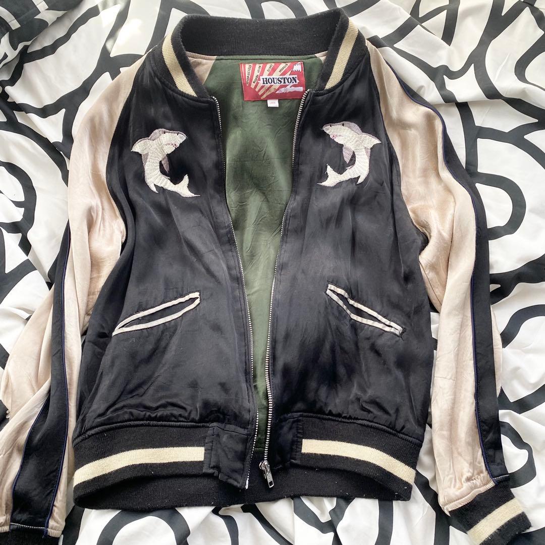 HOUSTON 鮫刺繍 スカジャン ヒューストン サメ　スーベニア　レーヨン