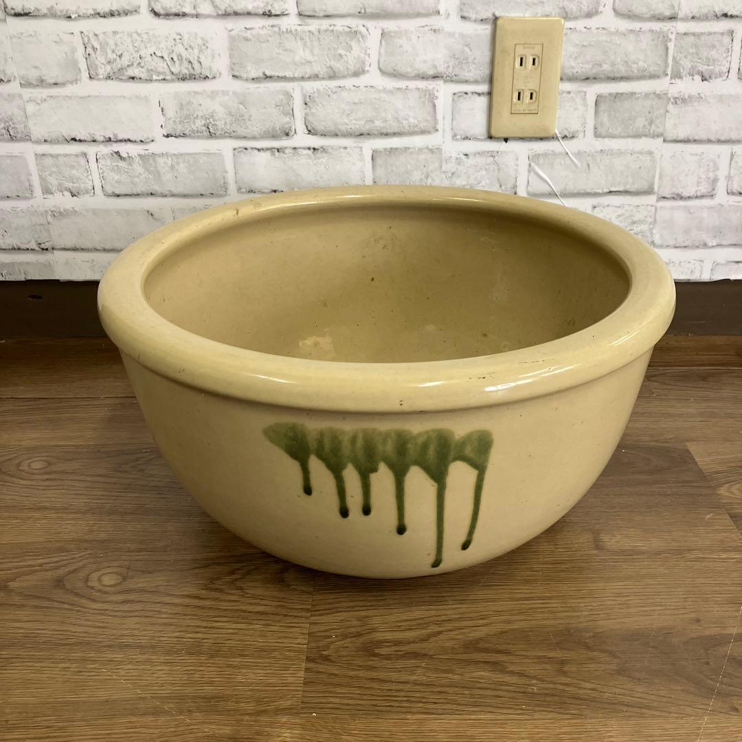 C-5 昭和レトロ アンティーク 陶器製 大型ボウル 火鉢 水鉢 睡蓮鉢