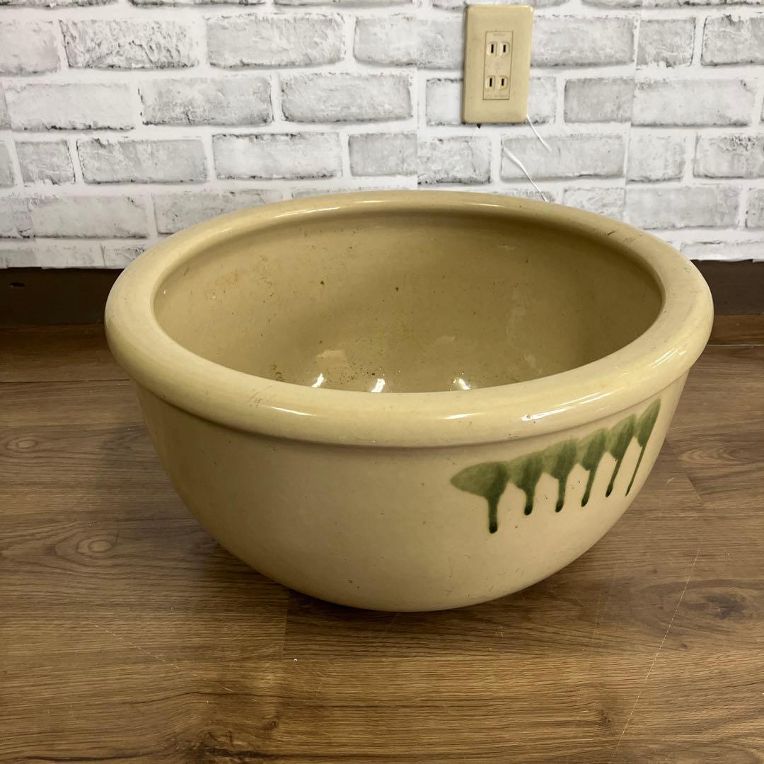 C-5 昭和レトロ アンティーク 陶器製 大型ボウル 火鉢 水鉢 睡蓮鉢