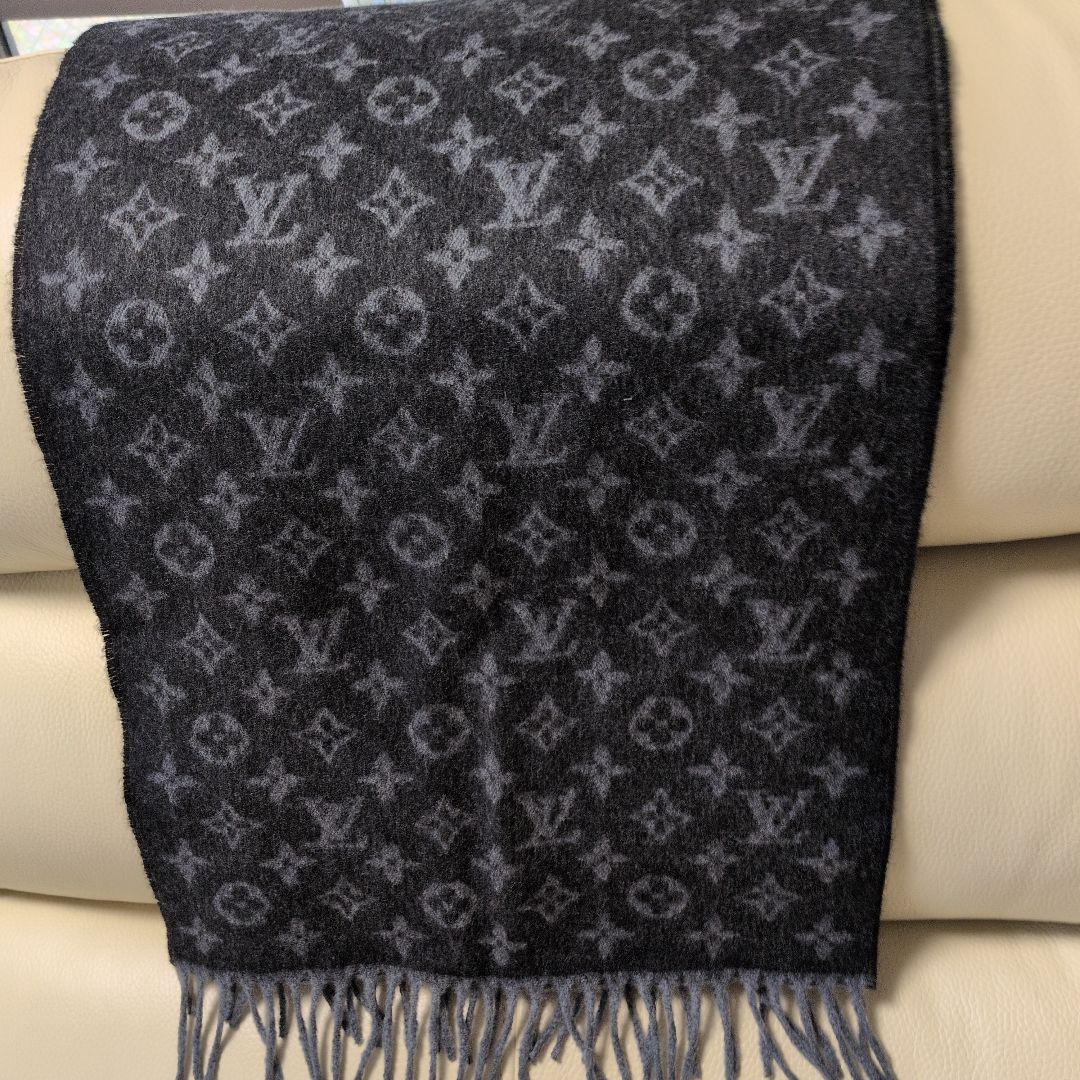 専用！Louis Vuitton グレー ロゴマフラーカシミヤ