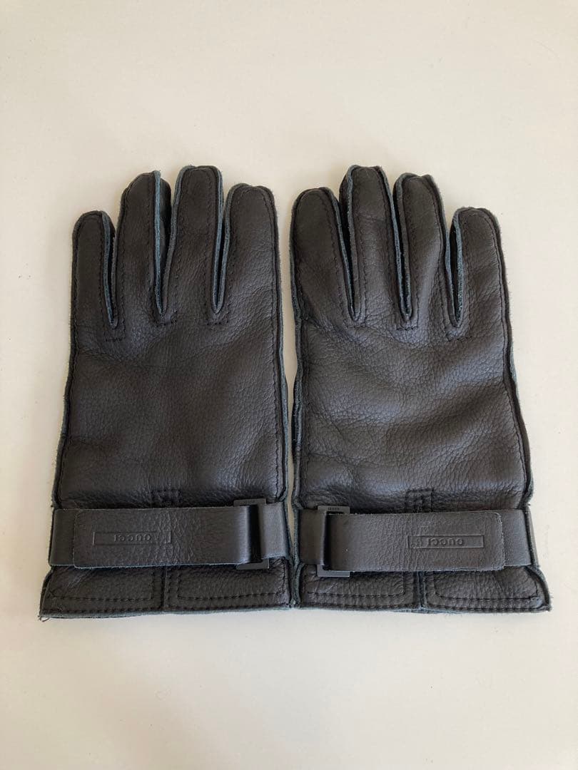 ☆美品☆ GUCCI メンズ羊革手袋ブラック バックル付き #裏地カシミア