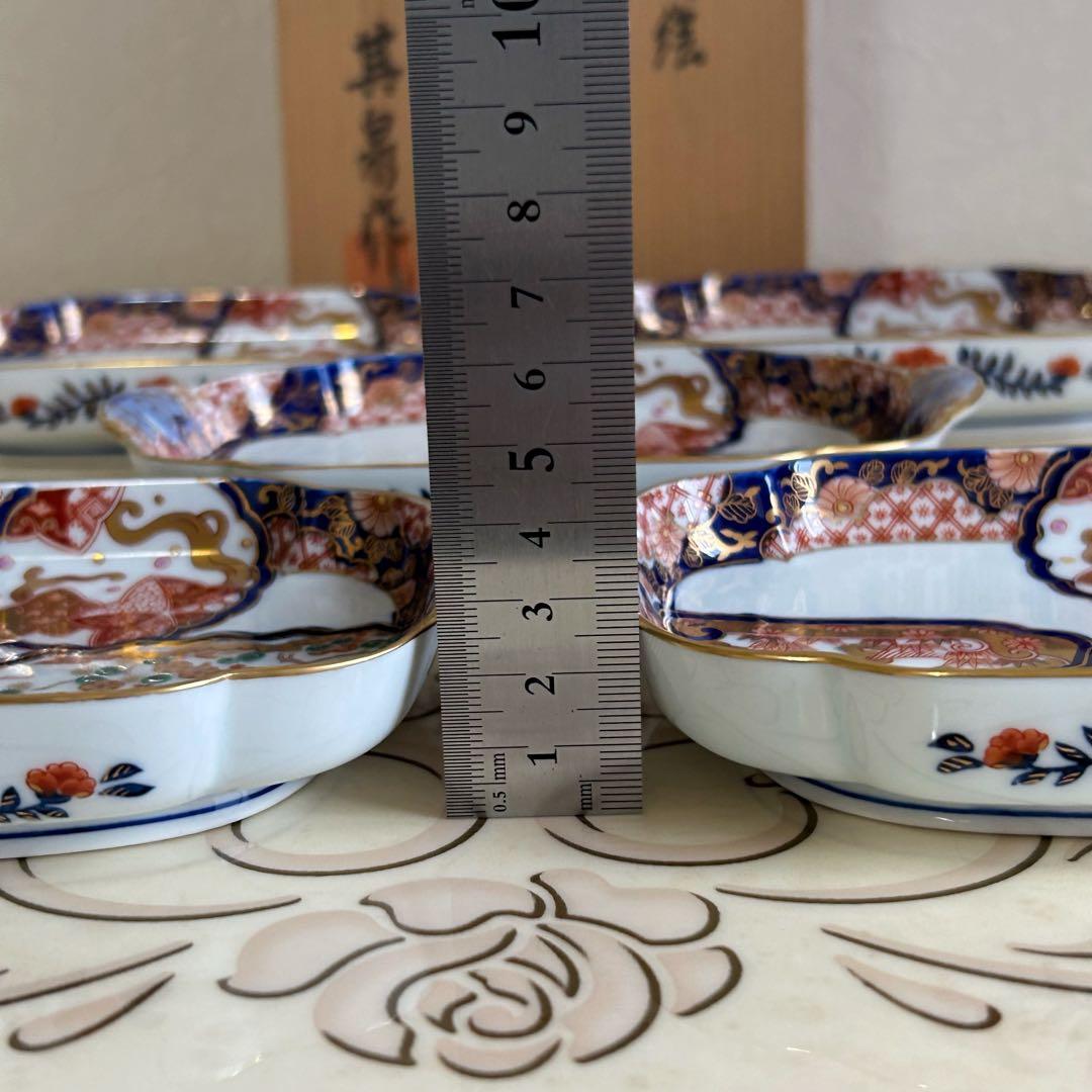 有田焼　賞美堂　其泉　松竹梅鶴絵　銘々皿揃　5枚セット　金彩古伊万里　色絵　和柄