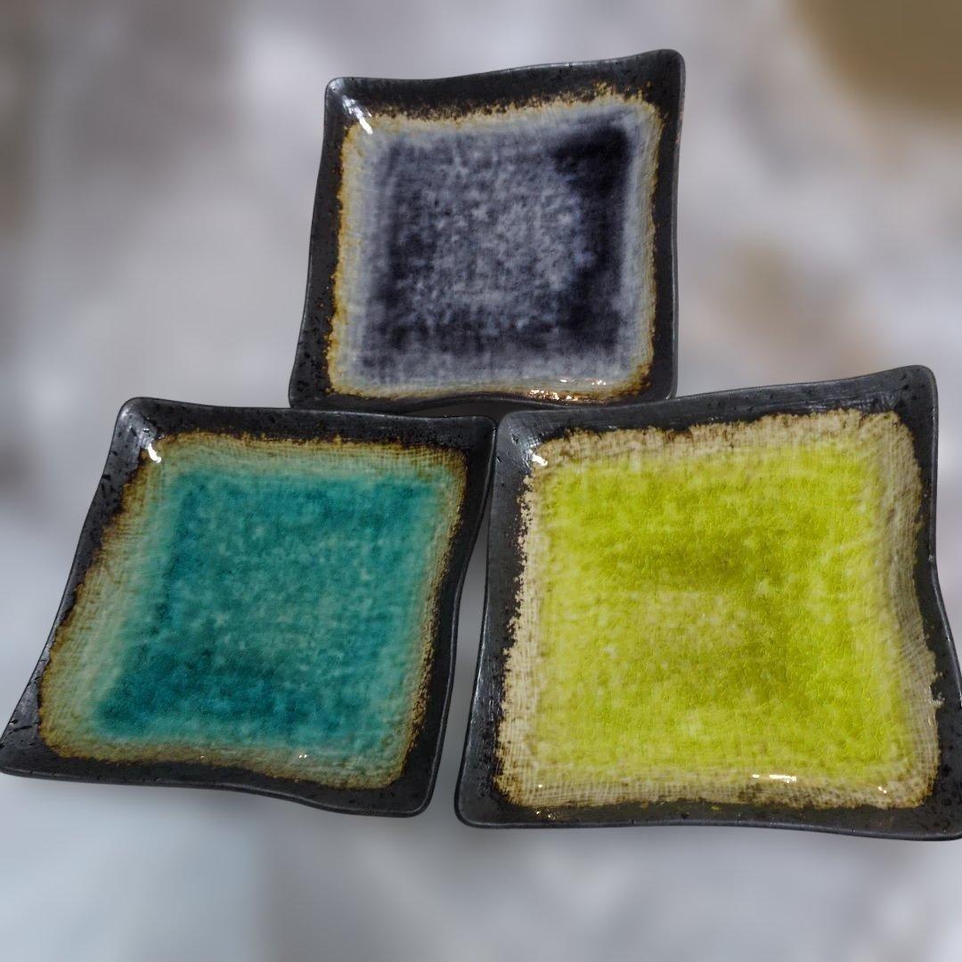 ホテル料亭家庭用 グラデーション仕上げの小型正方形皿セット