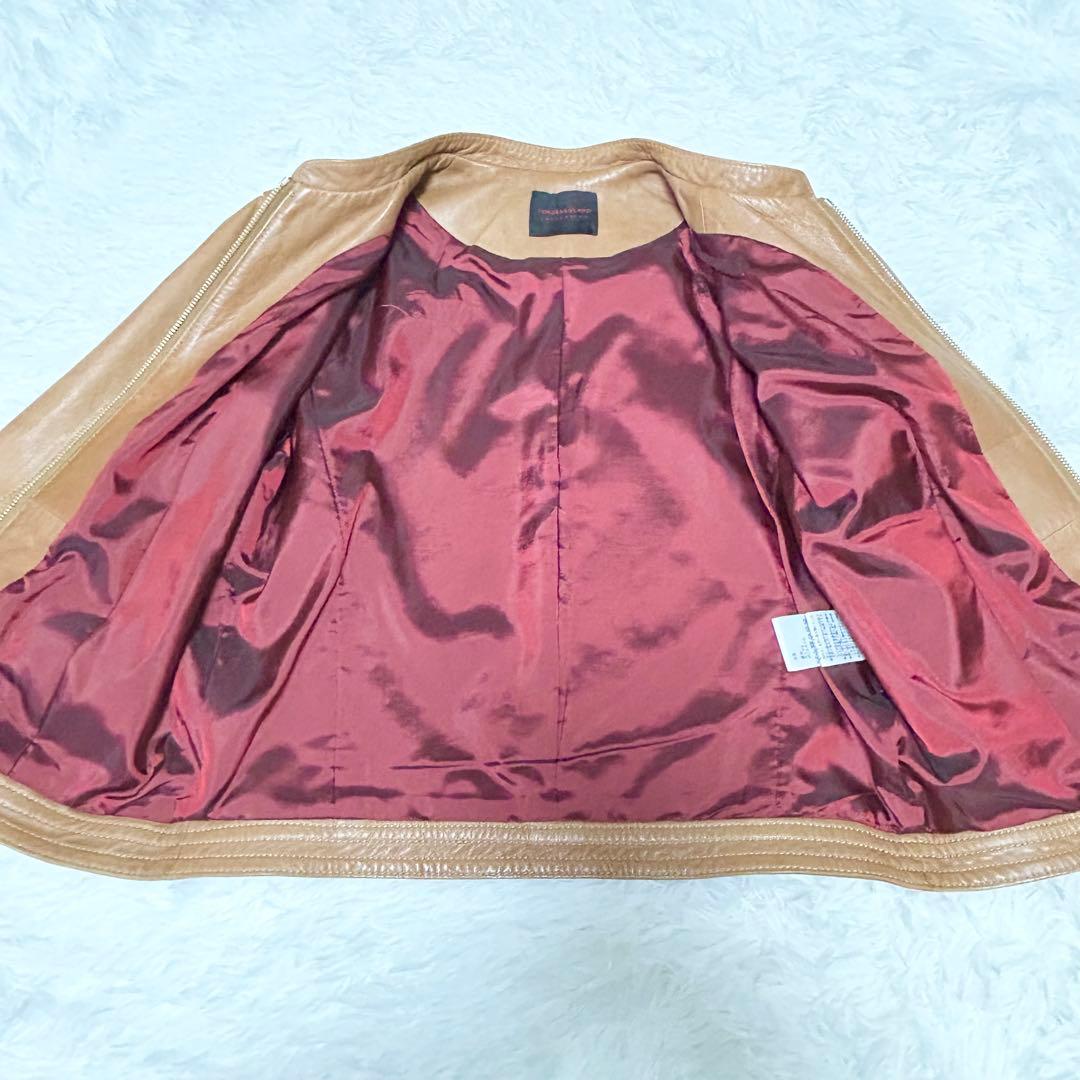 美品✨トゥモローランド ラムレザー ジップアップジャケット ブルゾン ノーカラー