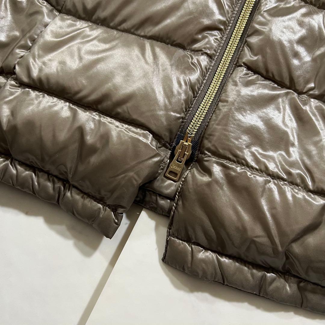 きゅうタグ付属 ヘルノ フォックスファー 着脱可 ダウンコート グレージュ