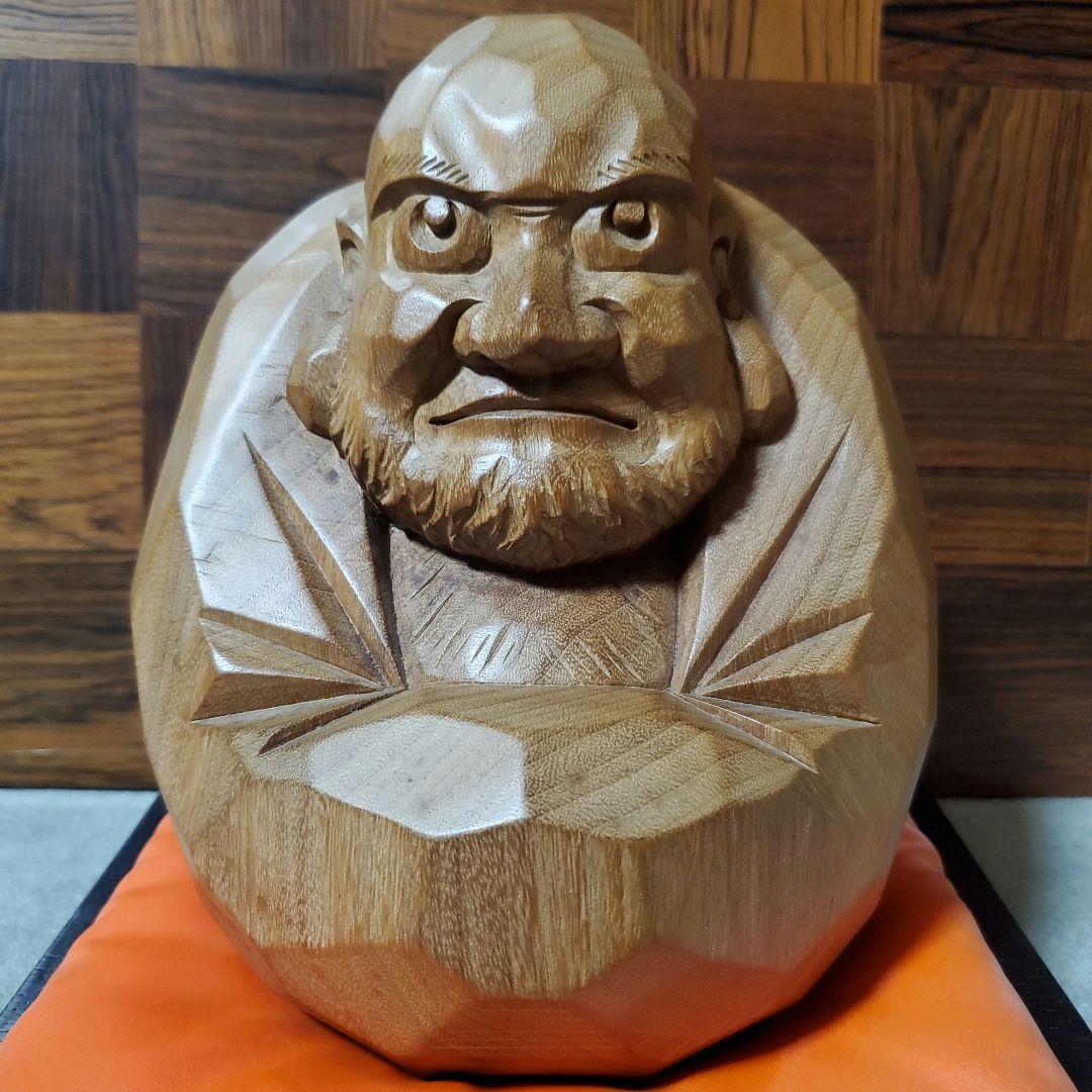 【大幅値下げ】讃岐一刀彫宗家 山中象堂 達磨 だるま 置物　木地