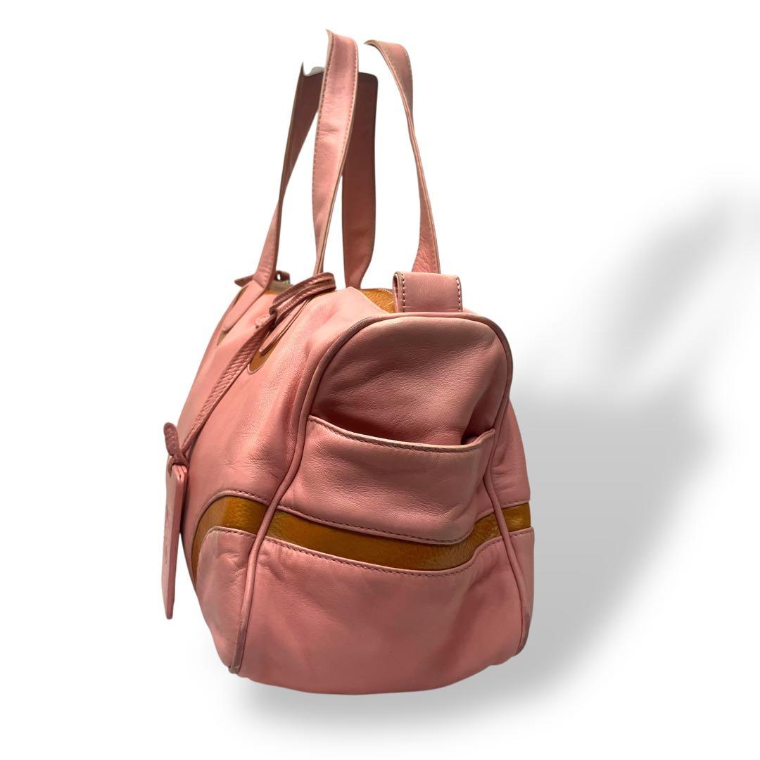 LOEWE ロエベ　ミニボストンバッグ　シープスキン　ピンク　アナグラムチャーム