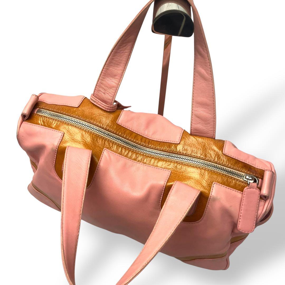 LOEWE ロエベ　ミニボストンバッグ　シープスキン　ピンク　アナグラムチャーム
