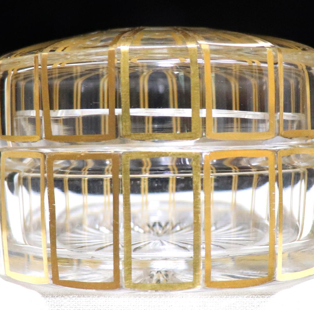 オールド・バカラ 究極の逸品 1910年頃 多面体切子24金彩装飾蓋物 ゴールド