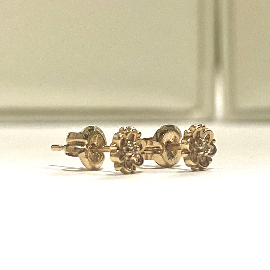 4℃ K10 ダイヤモンド ピアス フルール　美品
