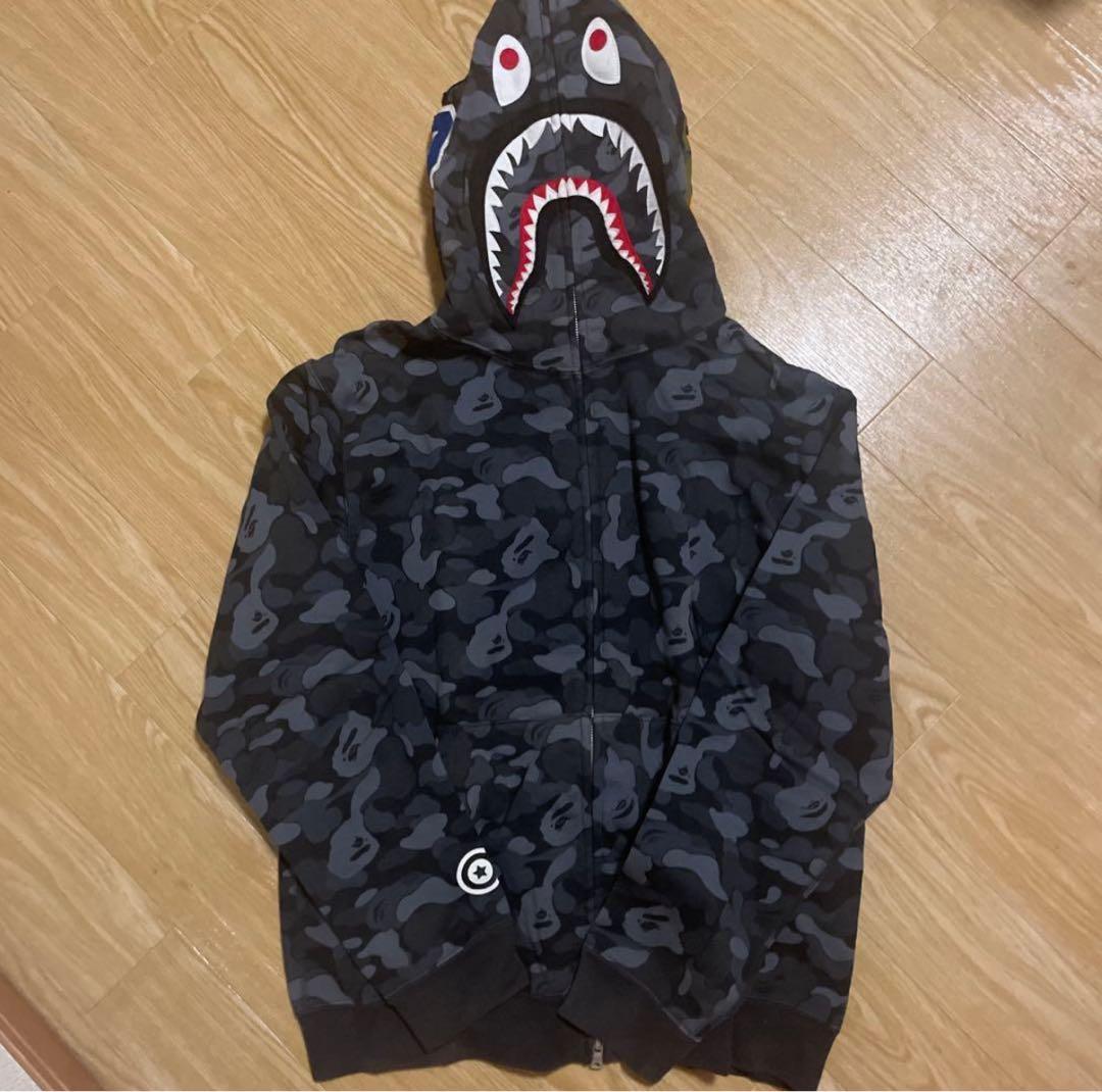 トップス A BATHING APE Color Camo Shark Zip Black