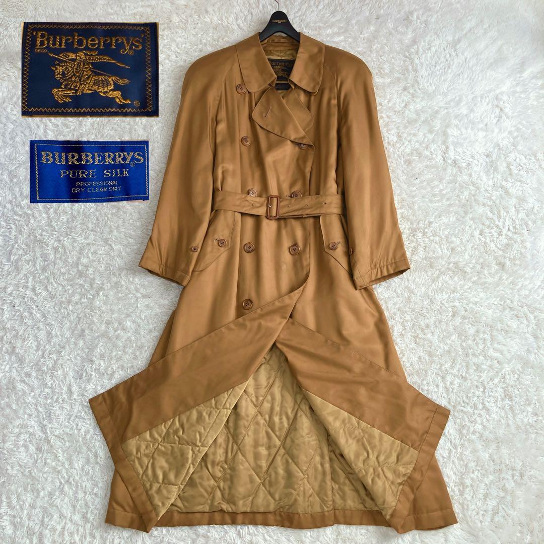 シルク100 %✨金タグ バーバリーズ トレンチコート 中綿 キルティング L