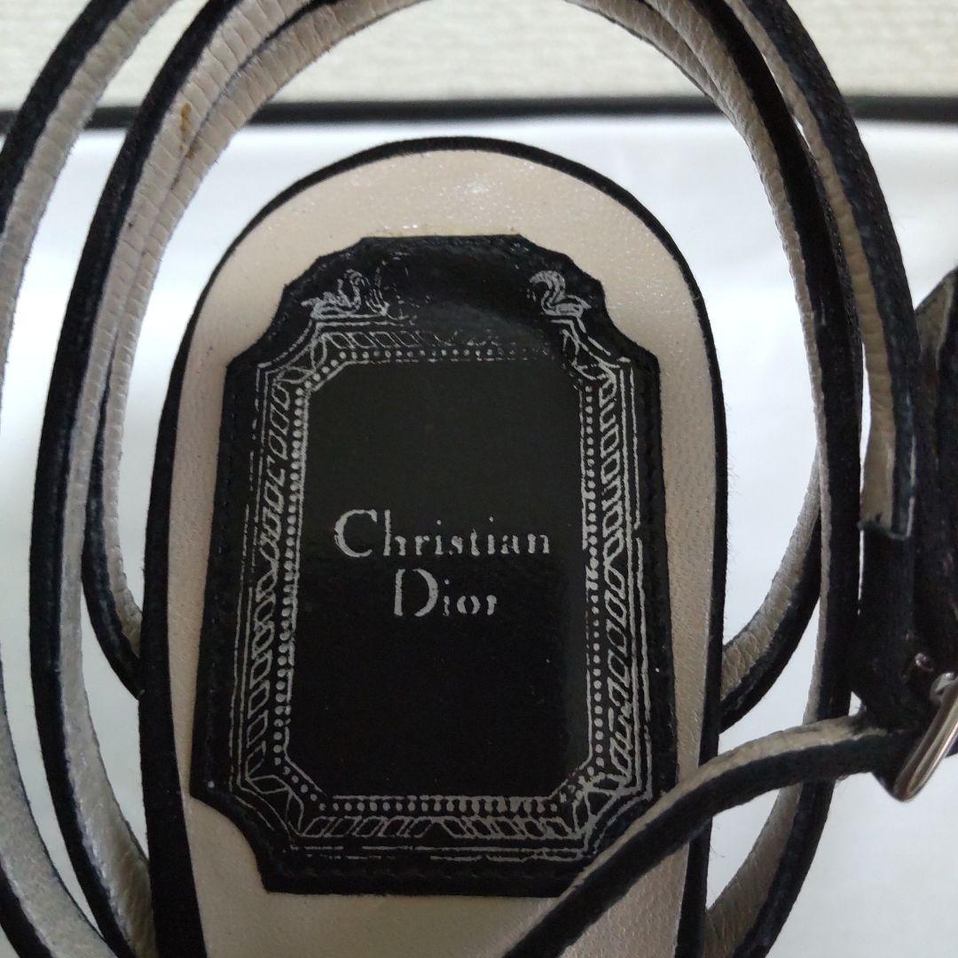 Christian Dior ハイヒール 黒 サテン ミンクファー飾り 35