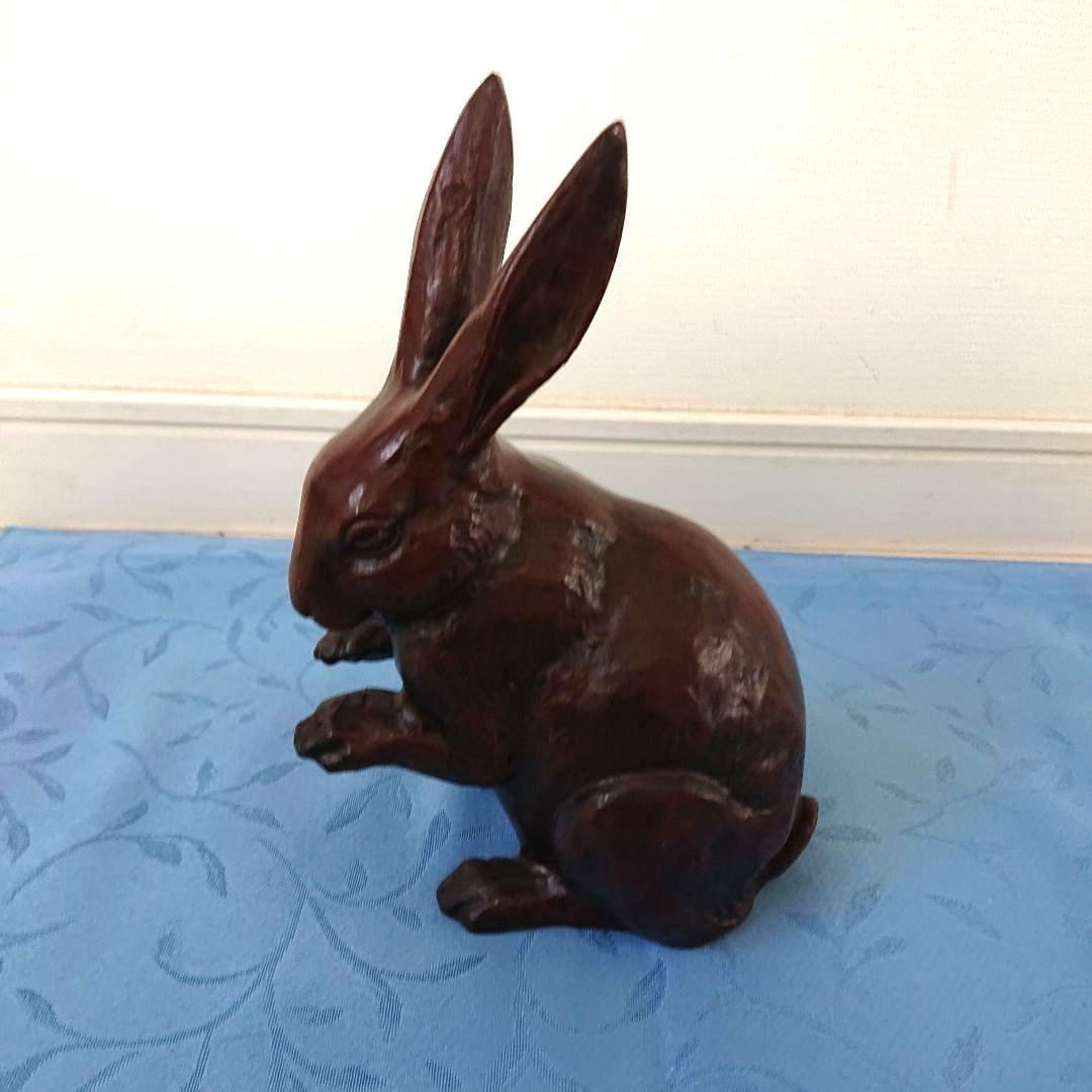 ブロンズ製アンティークうさぎの置物 (干支飾り)