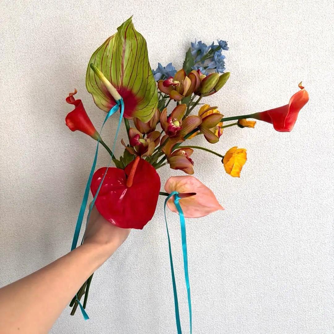 カラフル　造花　ウェディングブーケ　アーティフィシャルフラワー